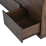 King 3 Piece Walnut Bedroom Set Platform Bed with Storage Bench with Nightstand and 9-Drawer Dresser
