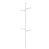 Adjustable Laundry Pole Clothes Drying Rack Coat Hanger DIY Floor to Ceiling Tension Rod Storage Organizer for Indoor, Balcony - White