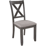 6-Piece Kitchen Dining Table Set Wooden Rectangular Dining Table, 4 Fabric Chairs and Bench Family Furniture (Grey)