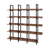 5 Tier Bookcase Home Office Open Bookshelf, Vintage Industrial Style Shelf with Metal Frame, MDF Board