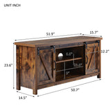 TV Stand，Barn door modern &farmhousewood entertainment center，  Console for Media,removable door panel & living room with for tvs up to 60'',BARNWOOD/BLACK