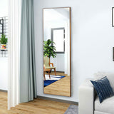 Brown Solid Wood Frame Full-length Mirror, Dressing Mirror, Bedroom Home Porch, Decorative Mirror, Clothing Store, Floor Mounted Large Mirror, Wall Mounted.65"*23"