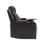 Power Motion Recliner with USB Charging Port and Hidden Arm Storage 2 Convenient Cup Holders Design and 360° Swivel Tray Table,Black（旧PP198292AAB）