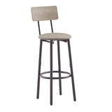 JHX Bar Table Set with 2 Bar stools PU Soft seat with backrest (Grey,23.62’’L*23.62’’W*35.43’’H)