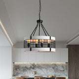 vintage  circular pendent white wood