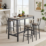 Bar Table Set with 4 Bar stools PU Soft seat with backrest