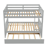 Full Over Full Bunk Bed with Trundle, Convertible to 2 Full Size Platform Bed