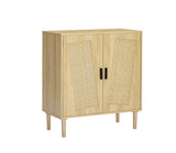 JHX Kitchen storage cabinets with rattan decorative doors, buffets, wine cabinets, dining rooms, hallways, cabinet console tables, （Natural，31.5''LX 15.8''WX 34.6"H）.
