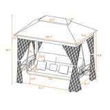 8.9 Ft. W x 5.9 Ft. D Outdoor Gazebo with Convertible Swing Bench, Double Roof Soft Canopy Garden Backyard Gazebo with Mosquito Netting Suitable for Lawn, Garden, Backyard