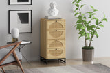 Natural rattan，Cabinet with 4 drawers，Suitable for living room, bedroom and study，Diversified storage