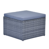 Wicker PE rattan Patio Outdoor Dining Conversation Sectional Set with coffee table, wicker sofas, ottomans,  removable cushions (Dark grey wicker, Light grey cushion)