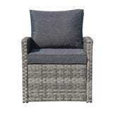 6-Piece Outdoor PE Rattan Sofa Set Patio Garden Wicker Dining and Coffee Sofa-Grey