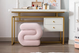 S-shape Velvet Fabric Ottoman Makeup Stool Footstool,Light Pink