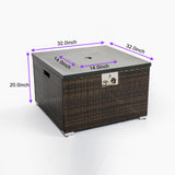 Outdoor Gas Fire Pit  Square Fire Pit Table with Propane Tank Cover