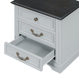 Nightstand with 3 Drawers and USB Charging Ports
