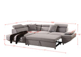 Grey Sectional Sofa w/Sleeper in Gray Fabric