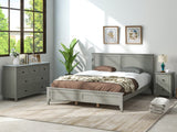Gray Solid Wood 3 Pieces Queen Bedroom Sets