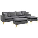 Grey Sectional Sofa with Ottoman