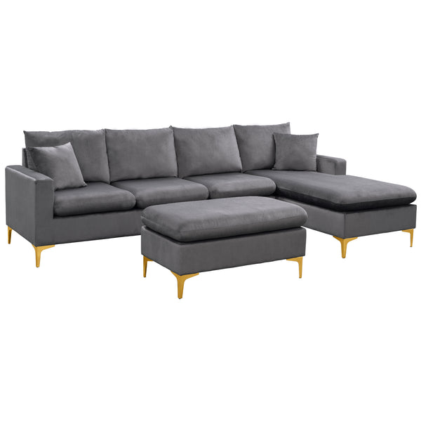 Grey Sectional Sofa with Ottoman