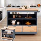Kitchen Cart Rolling Mobile Kitchen Island Solid Wood Top
