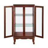 Curio Cabinet Lighted Curio Diapaly Cabinet with Adjustable Shelves and Mirrored Back Panel, Tempered Glass Doors