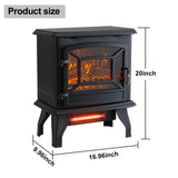 Indoor 17 Inch 1400W Compact Infrared Quartz Freestanding Portable Electric Fireplace Stove Heater with Realistic 3D Flame Effect