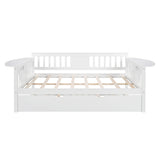 Full size Daybed with Twin size Trundle, Wood Slat Support, White