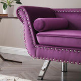 Purple Velvet Upholstered Loveseat