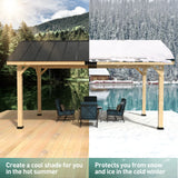 Large wood pergola, 13x16 FT Solid Wood Gazebo with Waterproof Asphalt Roof, Outdoor Permanent Hardtop Gazebo Canopy for Patio, Garden, Backyard