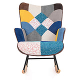 Rocking Chair, Tufted Upholstered Rocking Chair for Nursery, Comfy Wingback Glider Rocker with Safe Solid Wood Base for Living Room Bedroom Balcony