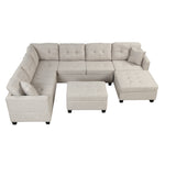 121.3" Oversized Sectional Sofa with Storage Ottoman, U Shaped Sectional Couch with 2 Throw Pillows  for Large Space Dorm Apartment.