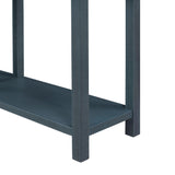 TREXM Rustic Brushed Texture Entryway Table Console Table with Drawer and Bottom Shelf for Living Room（Antique Navy）