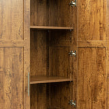 Tall Walnut wardrobe and kitchen cabinet with 2 doors, 2 drawers and 5 storage spaces