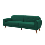 Loveseat with wood legs, Green velvet
