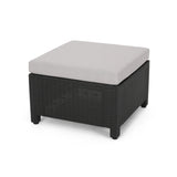 Riley Outdoor Wicker Print 2 Seater Chat Set with Ottomans  Dark Grey