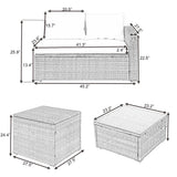 4 PCS Outdoor Cushioned PE Rattan Wicker Sectional Sofa Set Garden Patio Furniture Set Beige