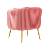 Velvet Accent Upholstered Chair, Living Room Chair, Modern Reception Arm Chair with Golden Legs for Bedroom Reading Room