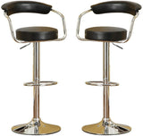 Contemporary Style Black Bar Stool Counter Height Chairs Set of 2 Adjustable Swivel Kitchen Island Stools