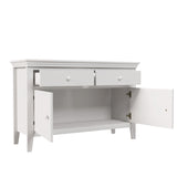 4 Pieces Traditional Concise Style White Bedroom Sets, Nightstand+ Dresser+ Mirror+ Full Bed