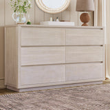 Modern Style Wood Veneer 6-Drawer Dresser for Bedroom, Living Room, Stone Gray
