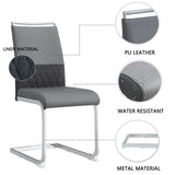 Modern Dining Chairs, PU Faux Leather High Back Upholstered Side Chair transverse stripe backrest design for Dining Room Kitchen Vanity Patio Club Guest Office Chair (Set of 2) ( Grey+PU)