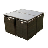 9 Pieces Patio Dining Sets Outdoor & Rattan Chairs with Glass Table Patio Furniture Sets Cushioned Seating