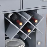 Kitchen Island Cart with Two Storage Cabinets and Four Locking Wheels, Wine Rack, Two Drawers, Spice Rack, Towel Rack