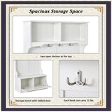 Hall Tree with 4 Hooks, Coat Hanger, Entryway Bench, Storage Bench
