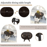 Round Extendable Dining Table with 16" Leaf Wood Kitchen Table