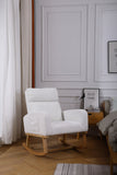 FONDHOME Modern Accent Rocking Chair, Upholstered Kids Glider Rocking Chair for Infants and Children, Teddy Material Comfort Arm Rocker, Lounge Armchair for Living Room, Beige