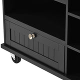 Kitchen Island Cart with Storage Cabinet and Two Locking Wheels, Solid wood Microwave cabinet