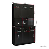 Tall Kitchen Cabinet, with 6-Doors, 1-Open Shelves and 1-Drawer