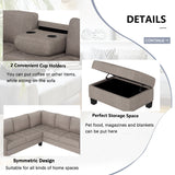 Sectional Corner Sofa L-shape with Storage Ottoman