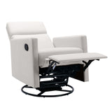 Modern Upholstered Rocker Nursery Chair Plush Seating Glider Swivel Recliner Chair, Beige